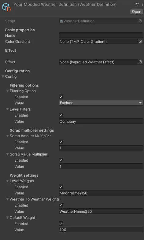 WeatherDefinition Inspector
